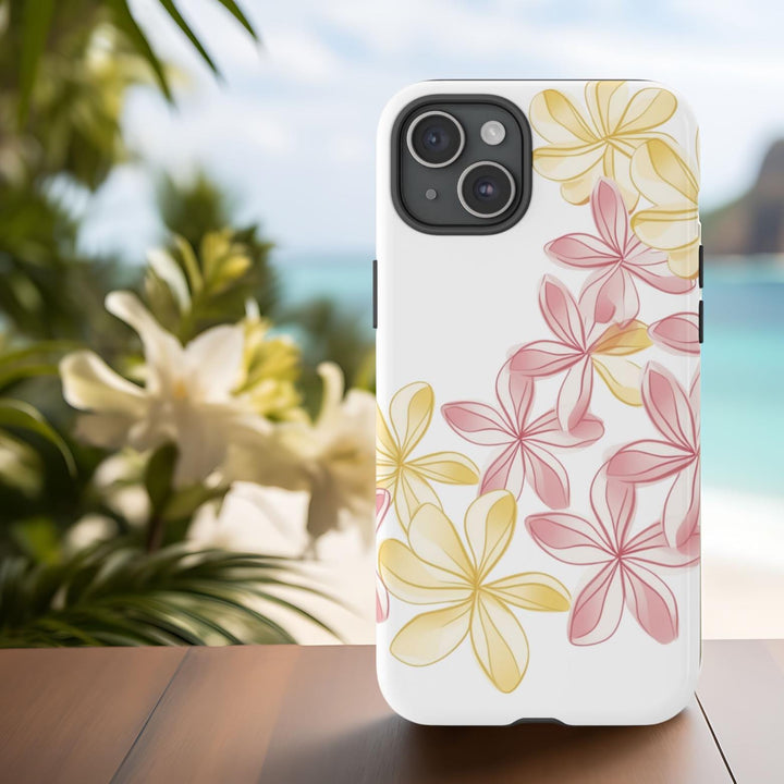 Hawaiian Flower Lei Case - Tough Phone Case With Pink Plumeria Floral Design