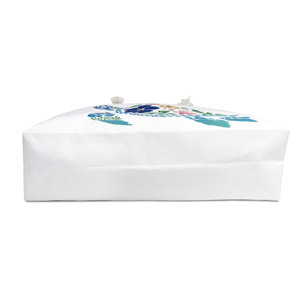 Floral Turtle Weekender Travel Bag | Oversized 24" Coastal Tote with Rope Handles