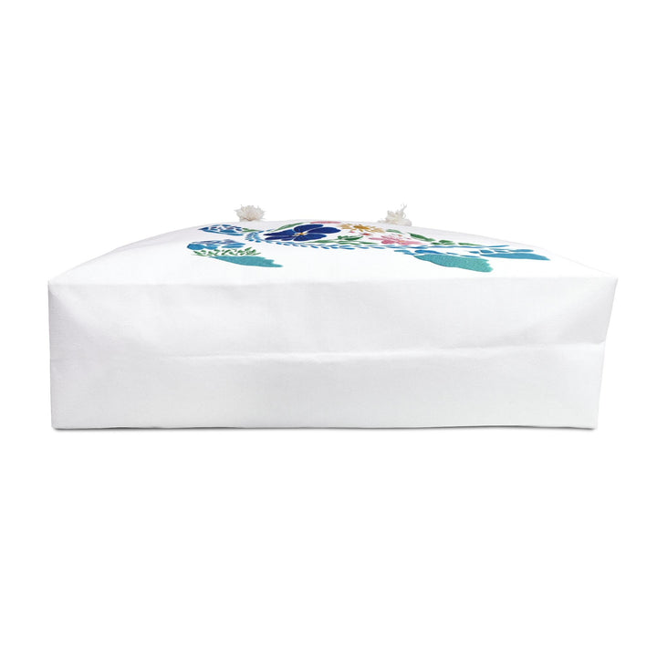 Floral Turtle Weekender Travel Bag | Oversized 24" Coastal Tote with Rope Handles