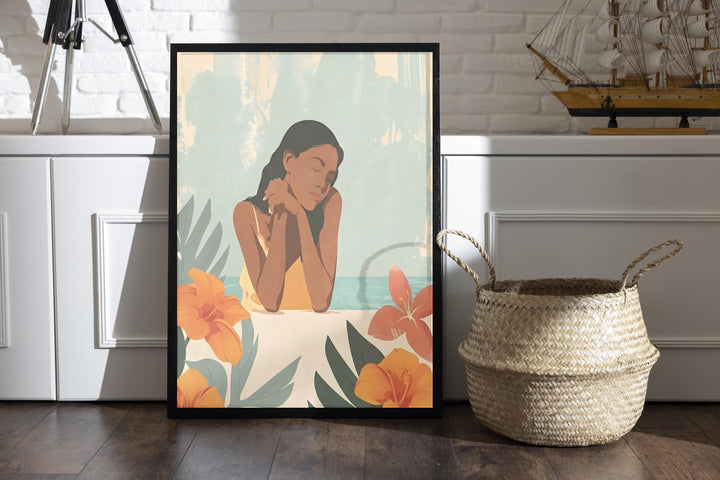 Vintage Hawaiian Island Girl Poster | Retro Coastal Wall Art Print