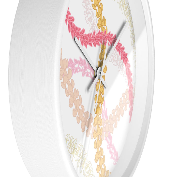 Silent Wall Clock | Wooden Frame Floral Lei Beach Decor