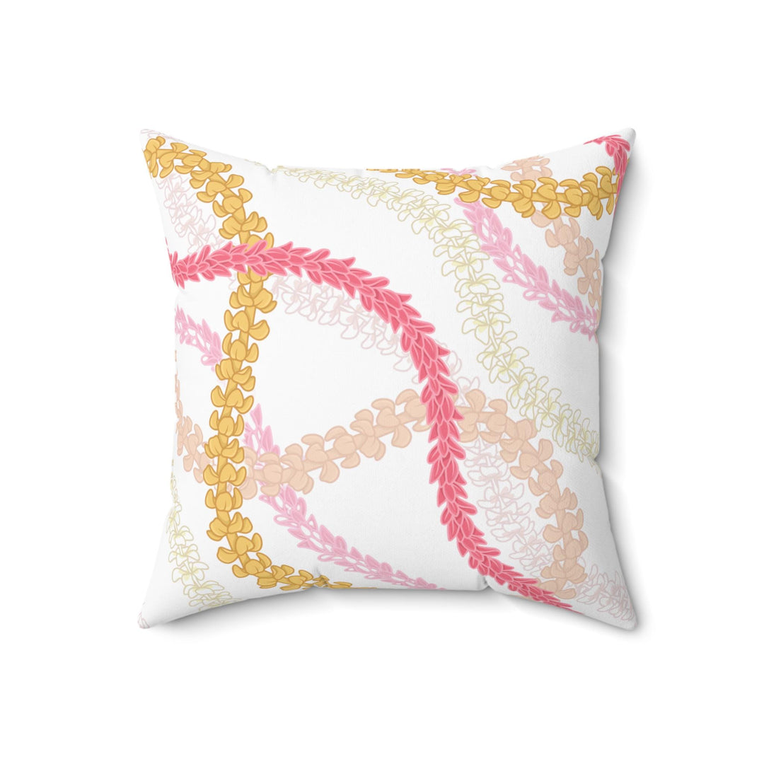 Hawaiian Flower Lei Cushion | Double-Sided Tropical Plumeria Pillow