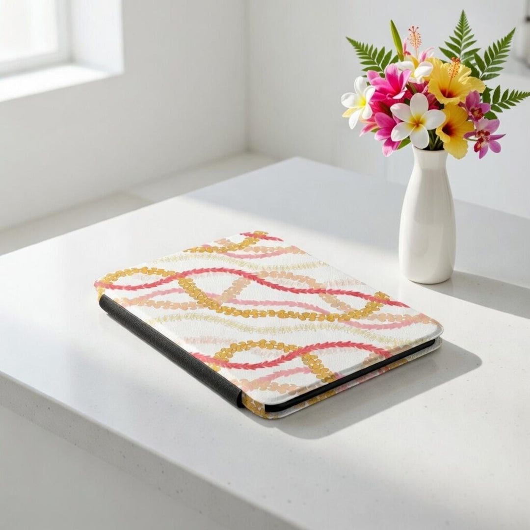 Tropical Floral Kindle Case with Hand Strap, PU Leather Cover (Paperwhite 7)