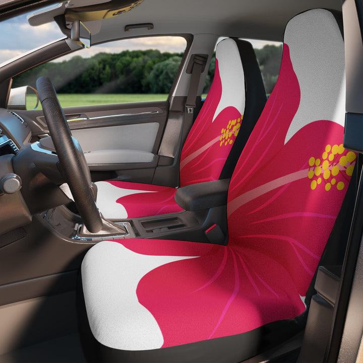 Tropical Hibiscus Car Seat Covers, Hawaiian Floral Universal Fit, Beachy Auto Accessories