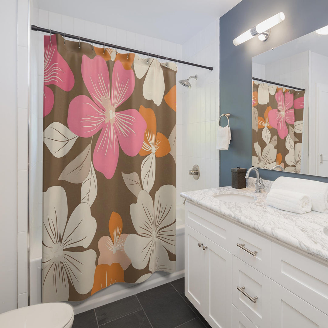 Freshwater Beach Floral Boho Shower Curtain | Vintage Tropical Waterproof Decor