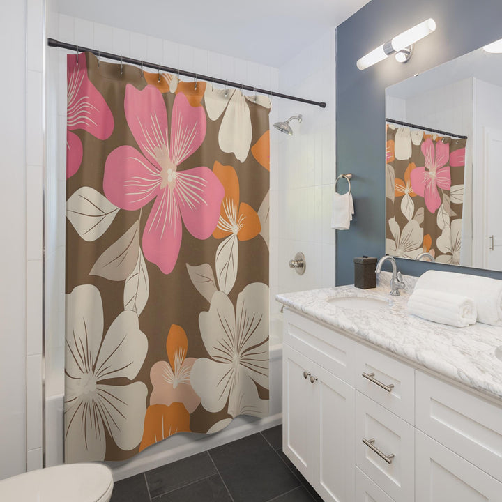 Freshwater Beach Floral Boho Shower Curtain | Vintage Tropical Waterproof Decor