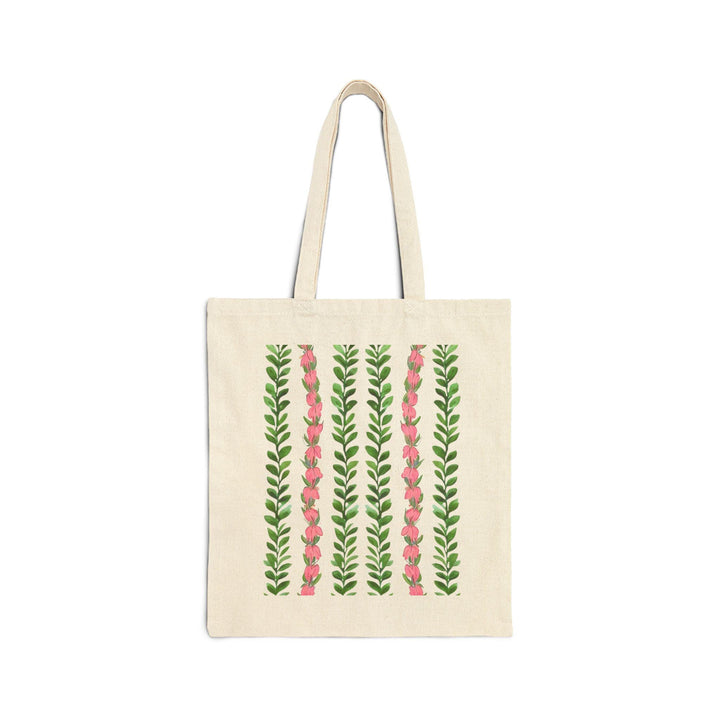 Waikiki Floral Lei 15"x16" Canvas Market Tote - Heavy-Duty Eco Cotton Bag