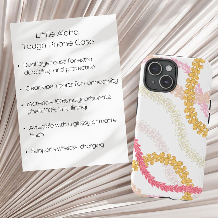 Tough Phone Case - Hawaiian Phone Cover With Pink Plumeria, Slim & Durable
