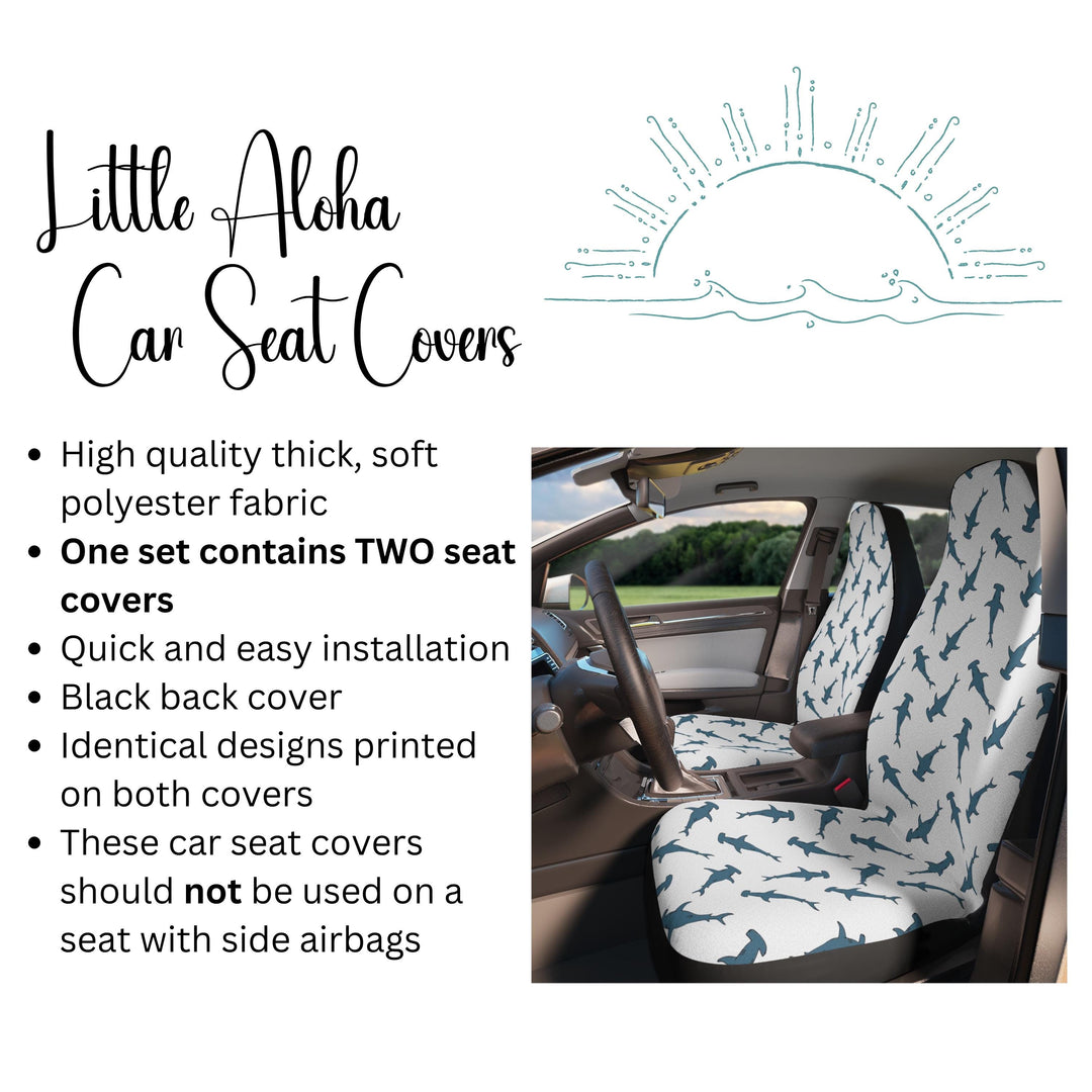 Hammerhead Shark Car Seat Covers - Universal Fit, Abstract Coastal Surf Design