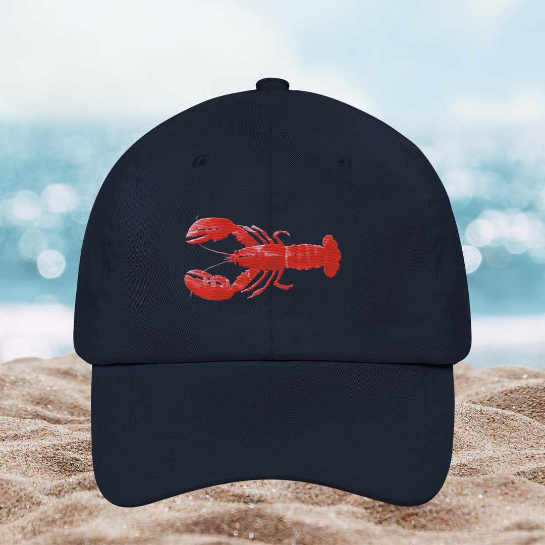 Embroidered Lobster Dad Hat | Chino Cotton Twill Nautical Coastal Cap