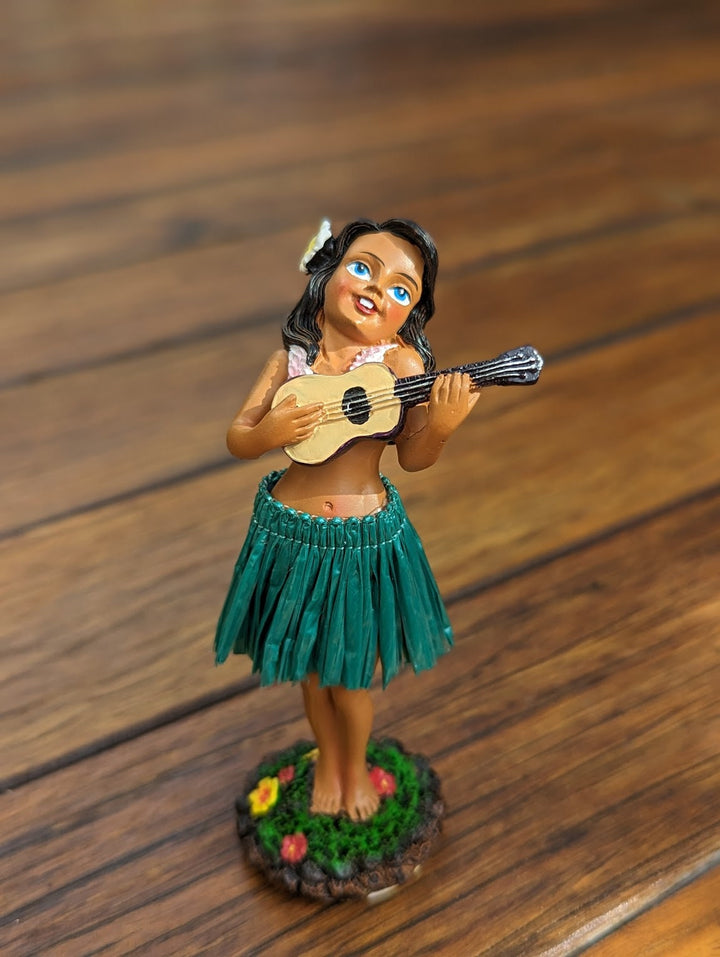 Hawaiian Dashboard Hula Doll, Hand Painted (4.3 inch Car Ornament)