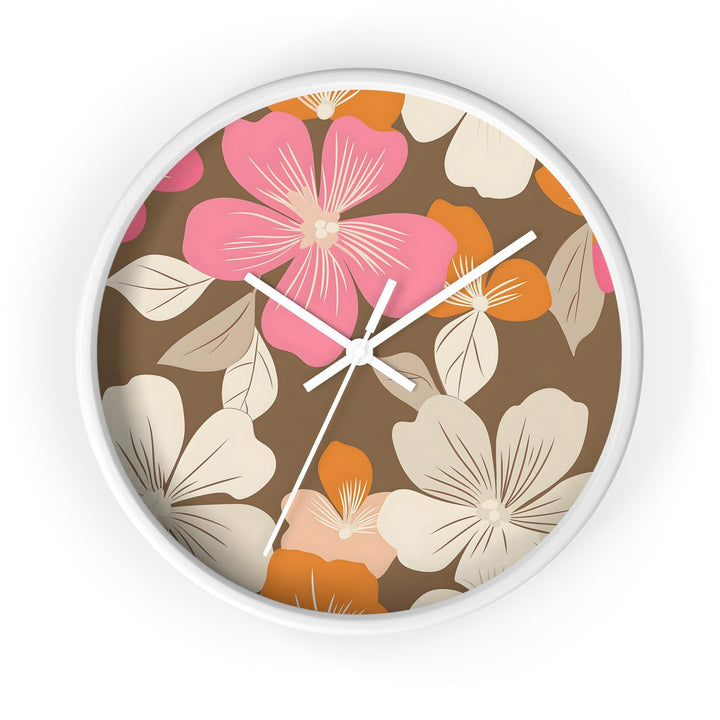 Hawaiian Flower Lei Tropical Wall Clock | Silent Quartz Floral Print Decor | Beach House & Coastal Gift