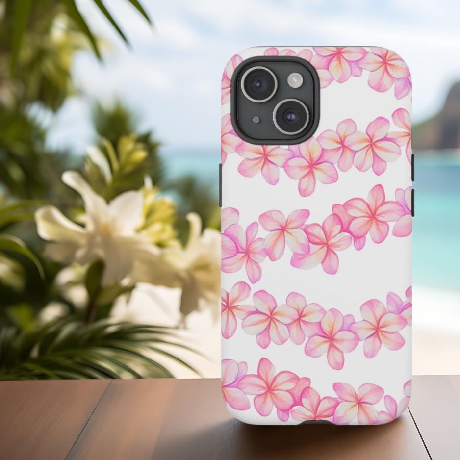 Hawaiian Flower Lei Phone Case: Pink Plumeria, Tough Protection