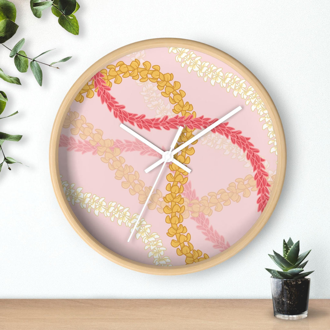 Hawaiian Flower Lei Wall Clock | Silent Quartz Movement & Coastal Floral Decor