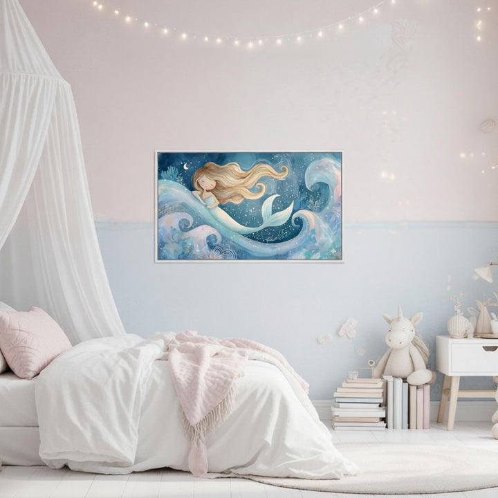 Personalized Watercolor Mermaid Nursery Art, Custom Name Ocean Print, Coastal Baby Shower Gift