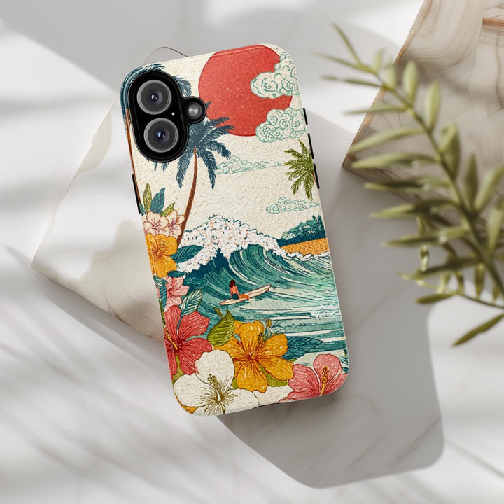 Tough Dual Layer Phone Case | Surfer Girl Beach Art for iPhone & Samsung