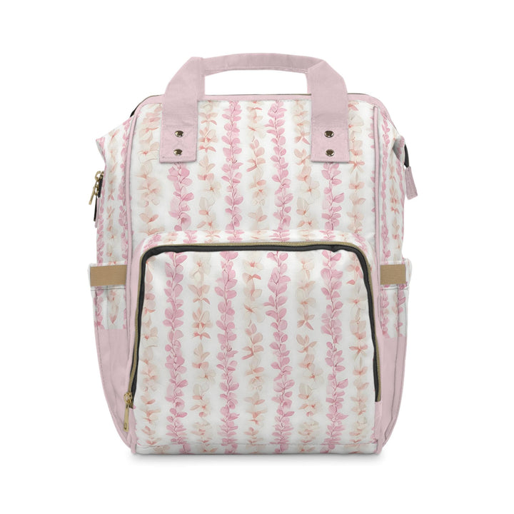 Pink Diaper Bag Backpack, Soft Plumeria Lei Floral Print