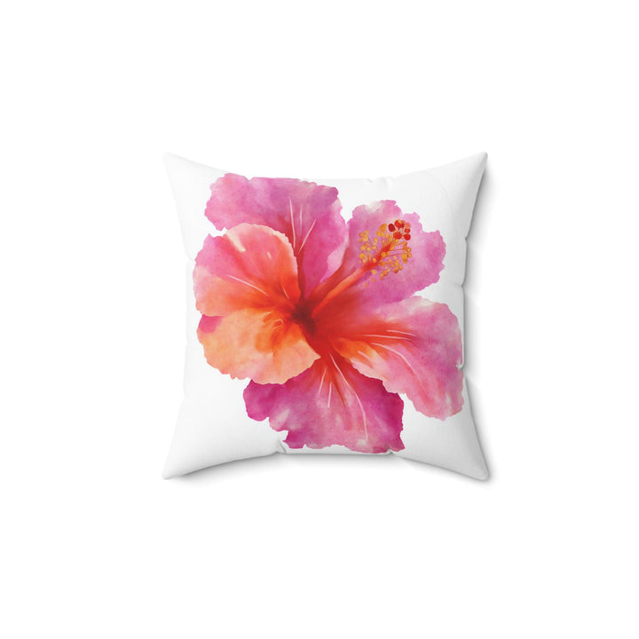 Hibiscus Hawaiian Throw Pillow | Double-Sided Coastal Floral Cushion