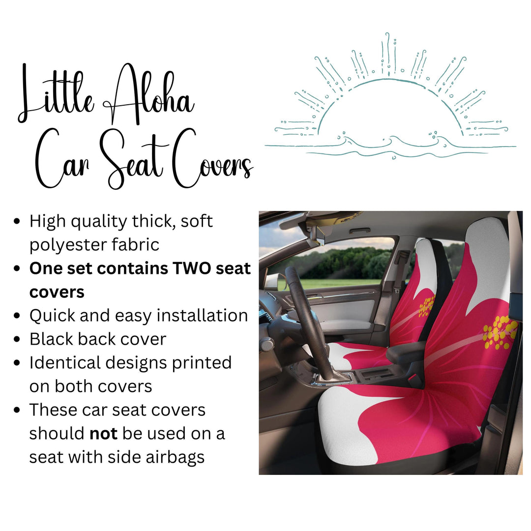 Tropical Hibiscus Car Seat Covers, Hawaiian Floral Universal Fit, Beachy Auto Accessories