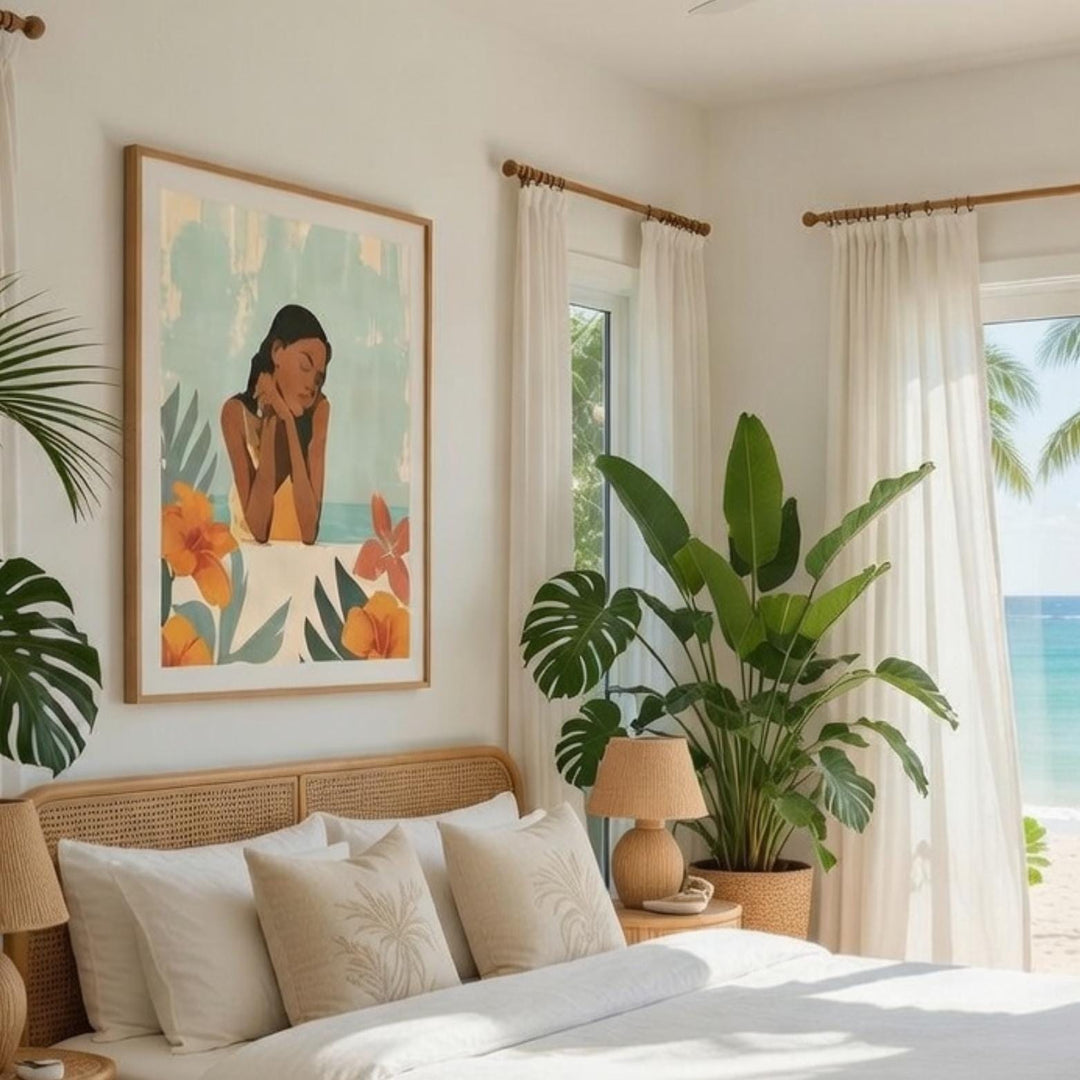 Vintage Hawaiian Island Girl Poster | Retro Coastal Wall Art Print