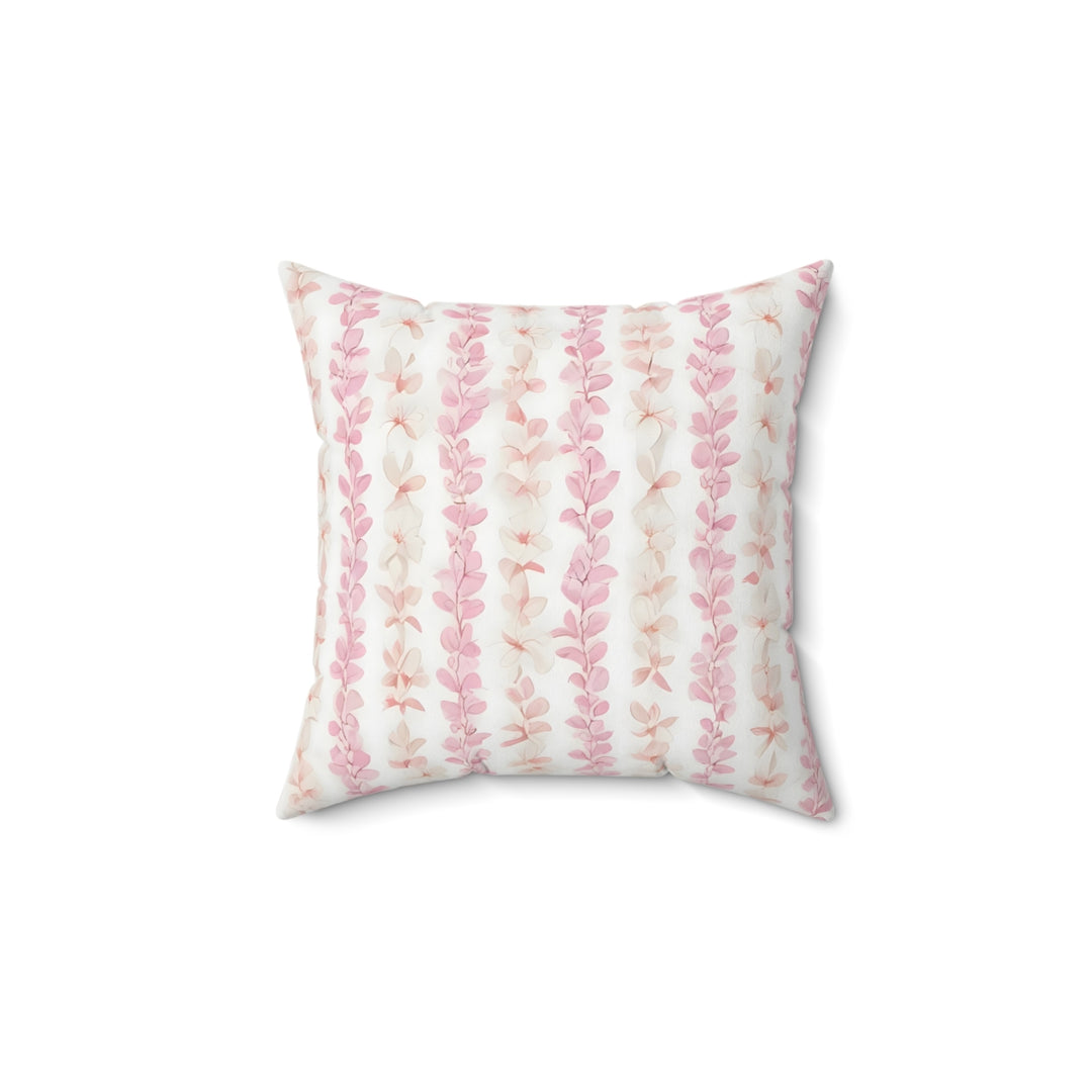 Pink Plumeria Throw Pillow | Hawaiian Floral Lei Cushion for Coastal Retreats