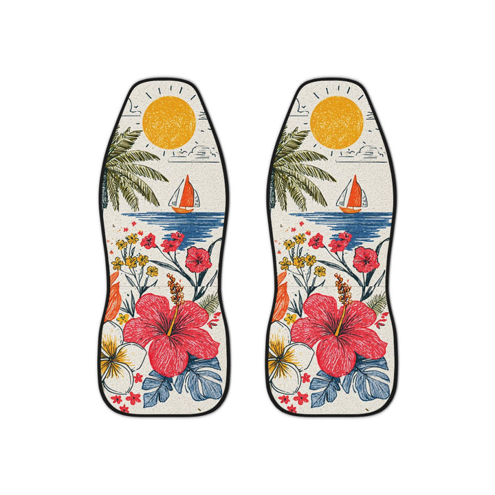 Champagne Beach Car Seat Covers (Set of 2) | Universal Fit Tropical Abstract Protection