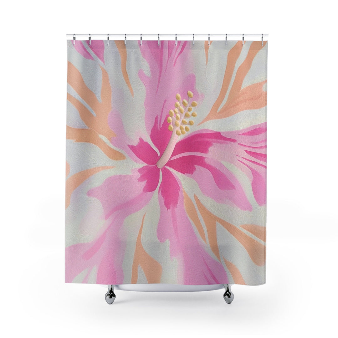 Abstract Hibiscus Shower Curtain - Pink Tropical