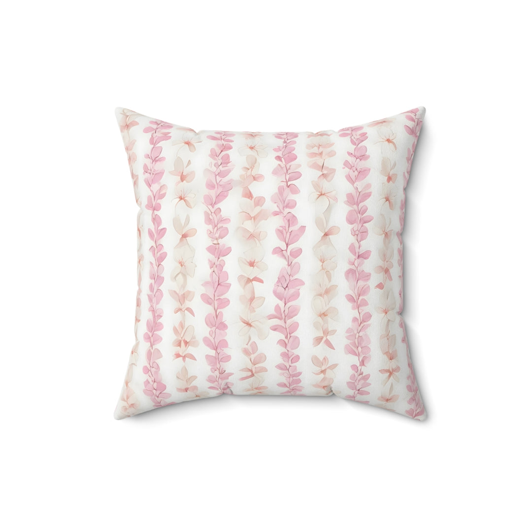 Pink Plumeria Throw Pillow | Hawaiian Floral Lei Cushion for Coastal Retreats