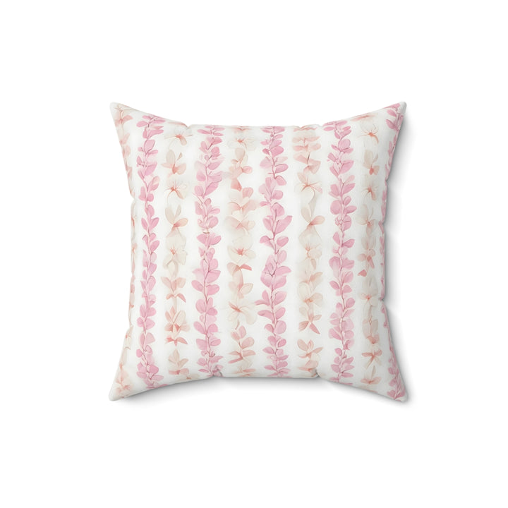 Pink Plumeria Throw Pillow | Hawaiian Floral Lei Cushion for Coastal Retreats