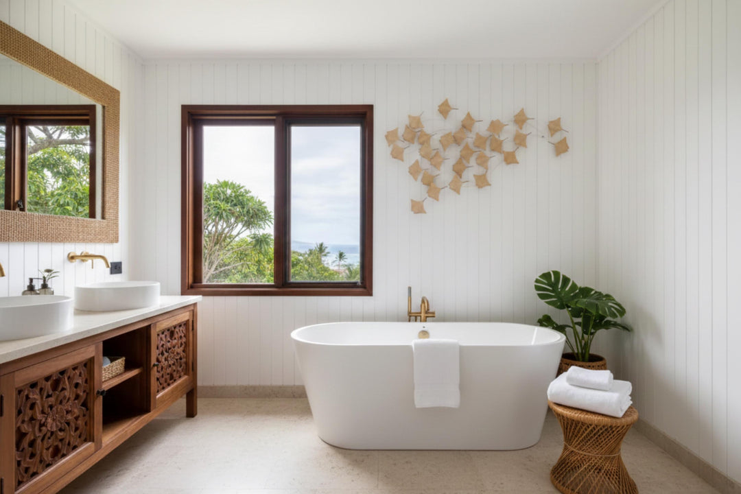 Hand Carved Wooden Manta Ray Wall Art, Coastal Decor