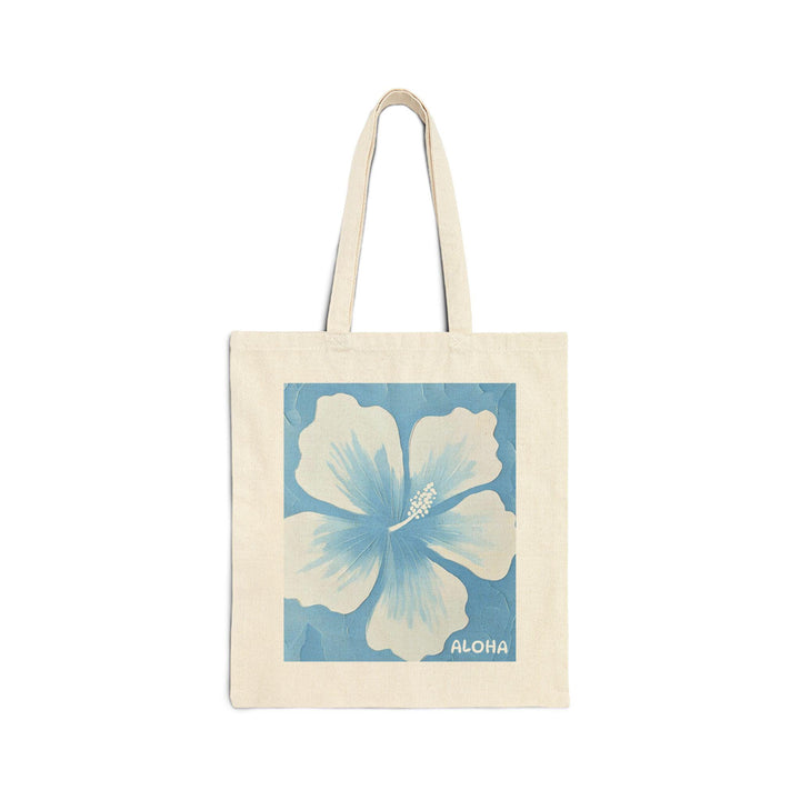 Blue Hibiscus 15"x16" Canvas Tote Bag | Heavy-Duty Cotton Market Bag