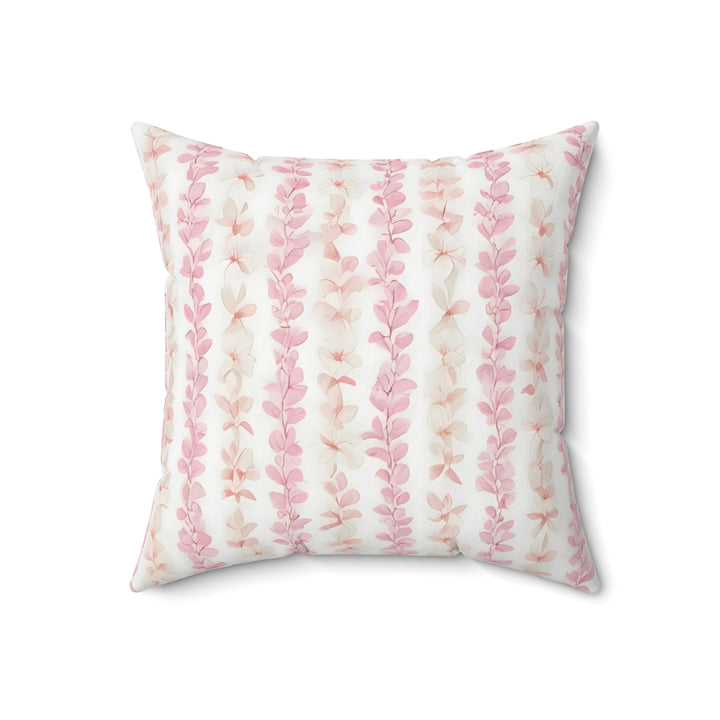 Pink Plumeria Throw Pillow | Hawaiian Floral Lei Cushion for Coastal Retreats