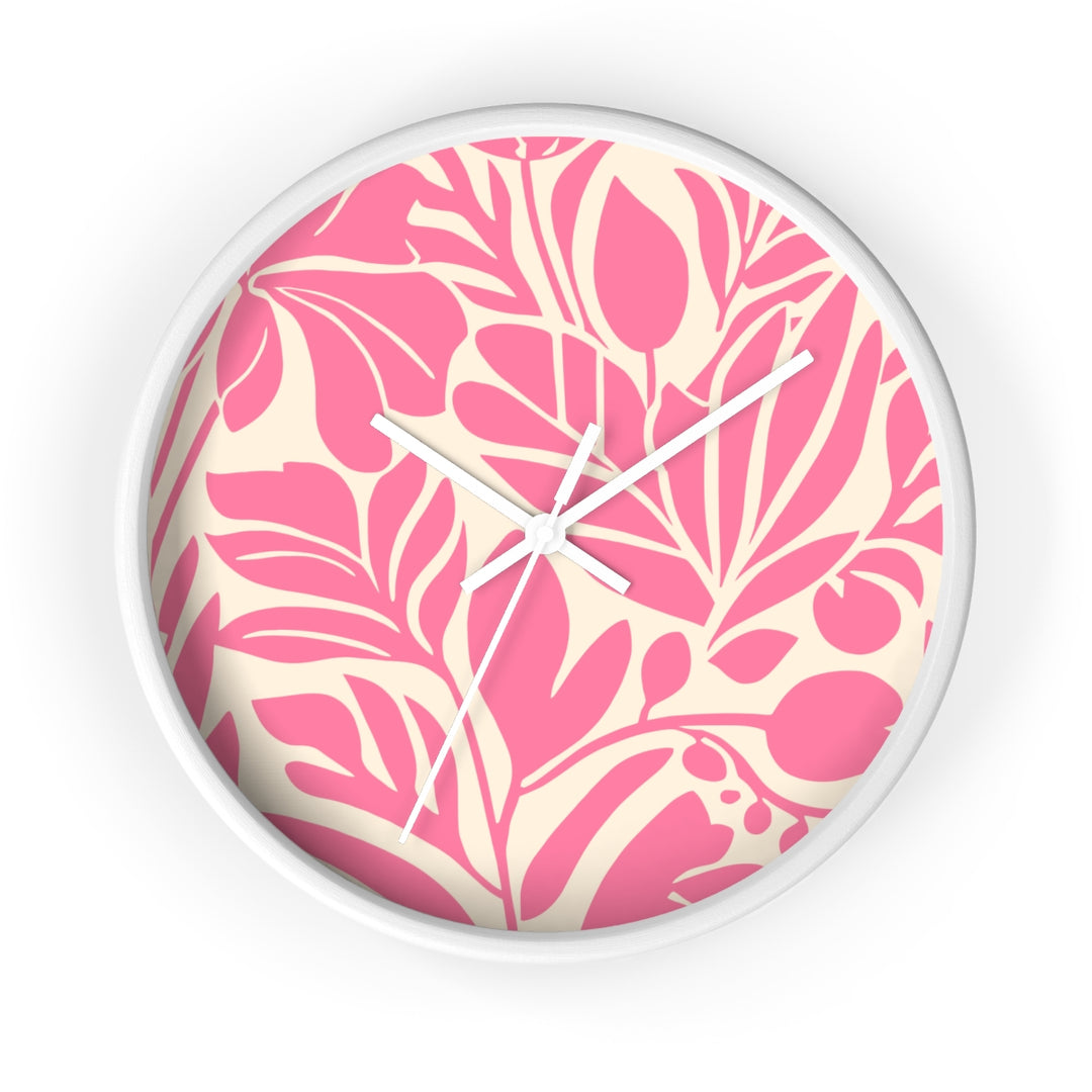 Coastal Wall Clock (10 Inch) | Silent Quartz Movement & Pink Floral Decor