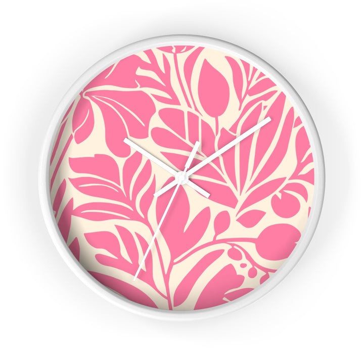 Coastal Wall Clock (10 Inch) | Silent Quartz Movement & Pink Floral Decor