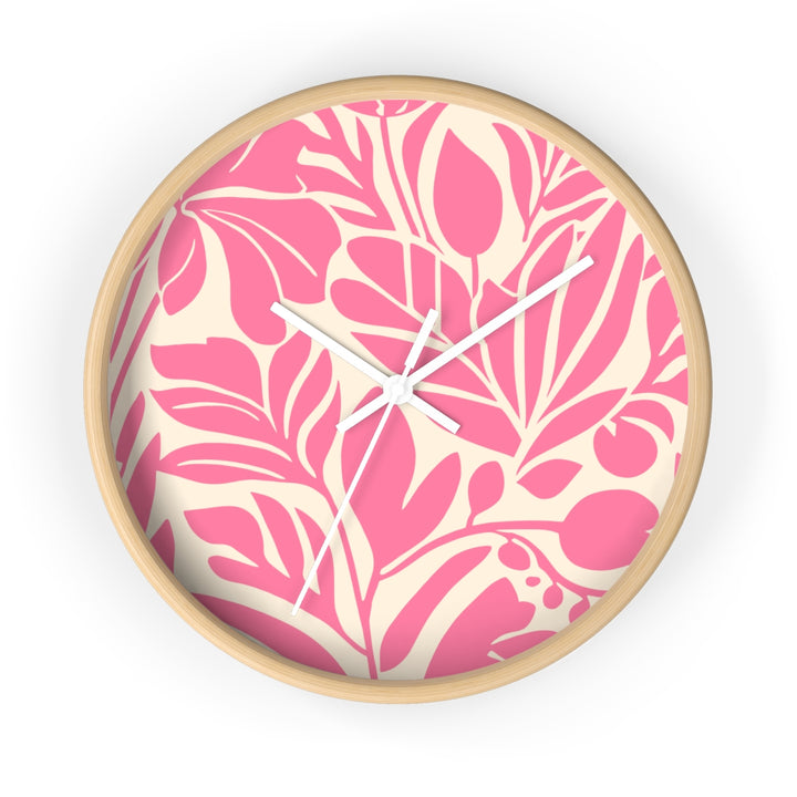 Coastal Wall Clock (10 Inch) | Silent Quartz Movement & Pink Floral Decor