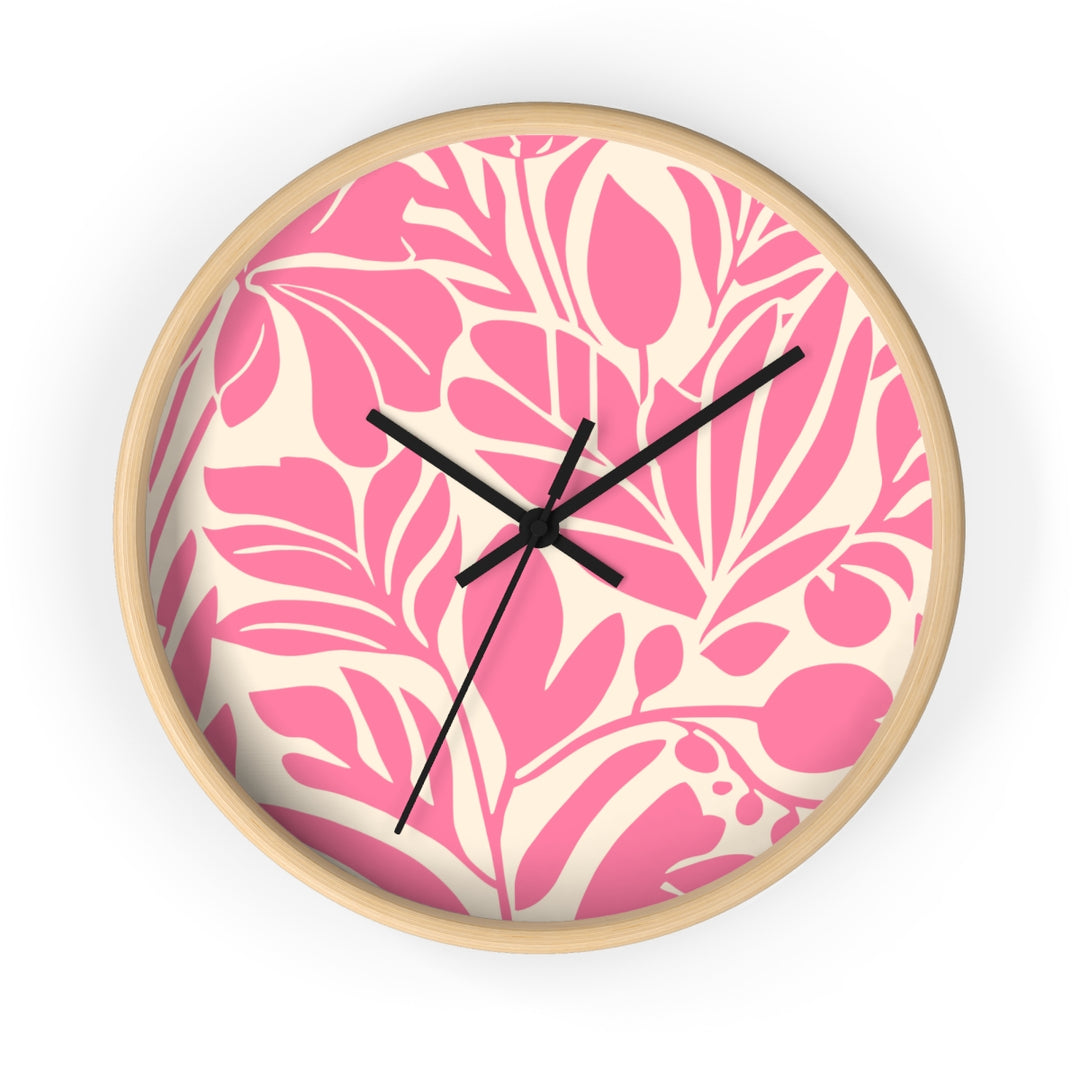 Coastal Wall Clock (10 Inch) | Silent Quartz Movement & Pink Floral Decor