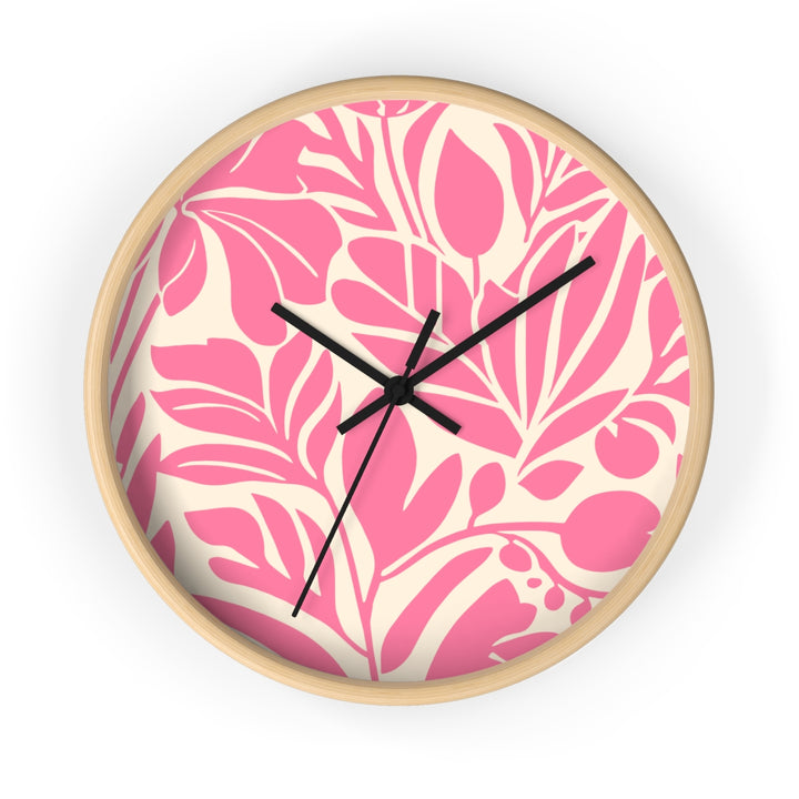 Coastal Wall Clock (10 Inch) | Silent Quartz Movement & Pink Floral Decor