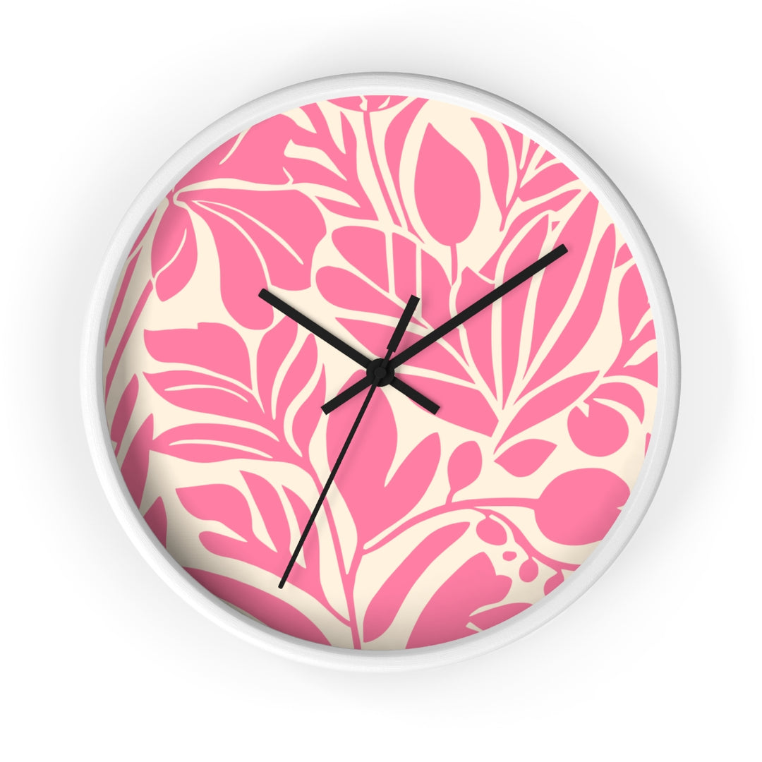 Coastal Wall Clock (10 Inch) | Silent Quartz Movement & Pink Floral Decor