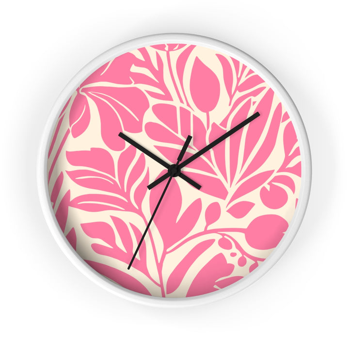 Coastal Wall Clock (10 Inch) | Silent Quartz Movement & Pink Floral Decor
