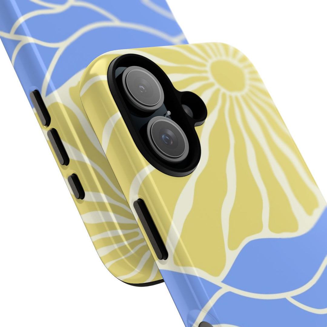 Tough Dual Layer Phone Case | Minimalist Sun & Sea Print for iPhone & Samsung