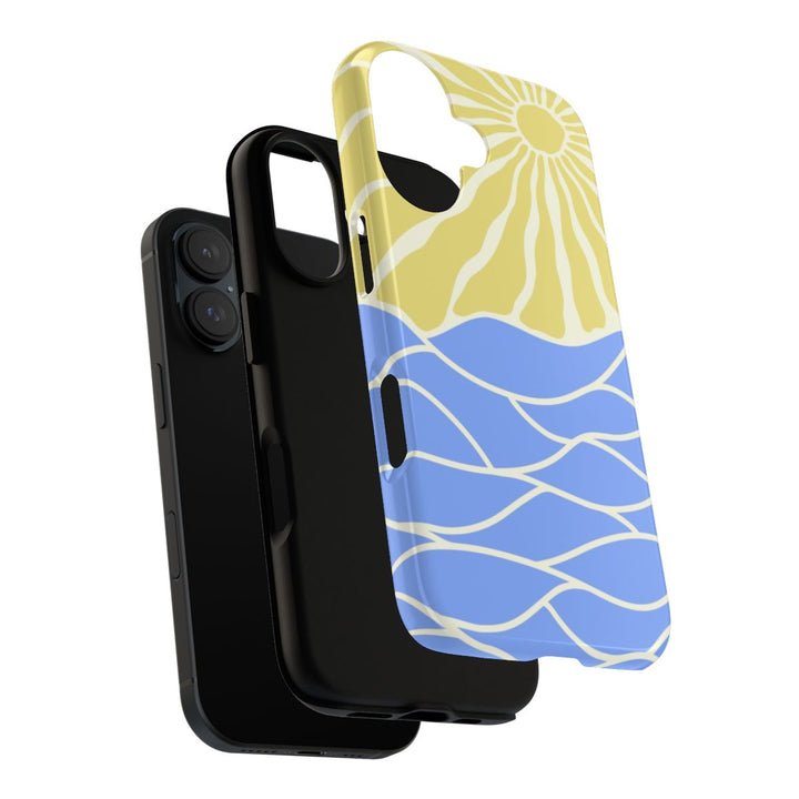 Tough Dual Layer Phone Case | Minimalist Sun & Sea Print for iPhone & Samsung