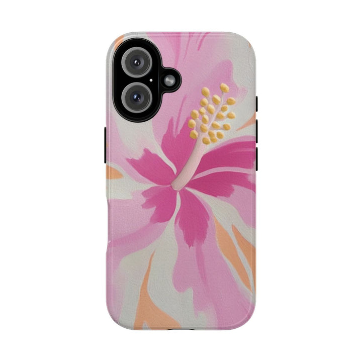 Tough Dual Layer Phone Case | Pink Hibiscus Tropical Print for iPhone & Samsung