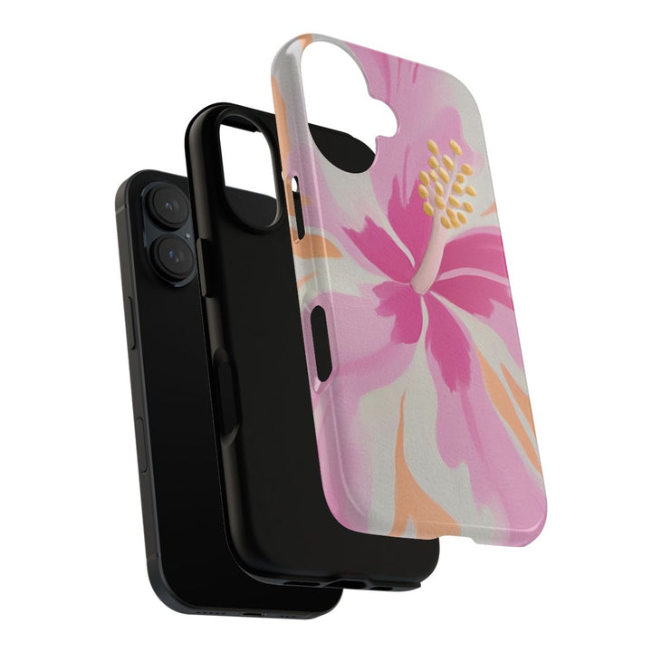 Tough Dual Layer Phone Case | Pink Hibiscus Tropical Print for iPhone & Samsung