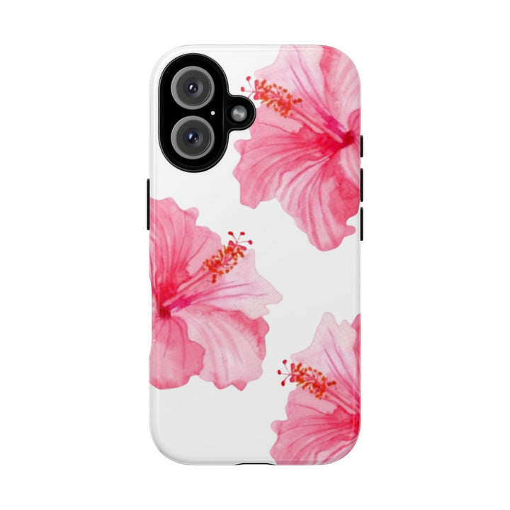 Tough Dual Layer Phone Case | Pink Hibiscus Tropical Floral for iPhone & Samsung