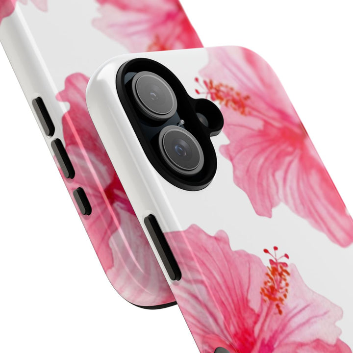 Tough Dual Layer Phone Case | Pink Hibiscus Tropical Floral for iPhone & Samsung