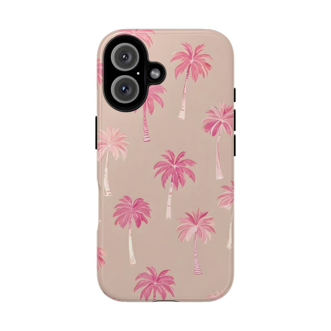 Tough Dual Layer Phone Case | Pink Tropical Palm Tree for iPhone & Samsung