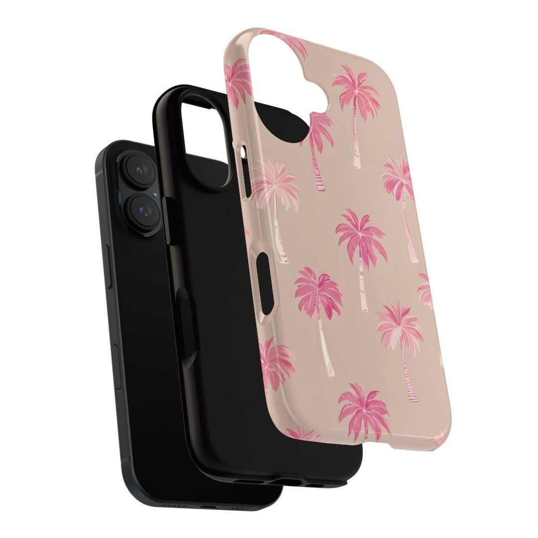 Tough Dual Layer Phone Case | Pink Tropical Palm Tree for iPhone & Samsung