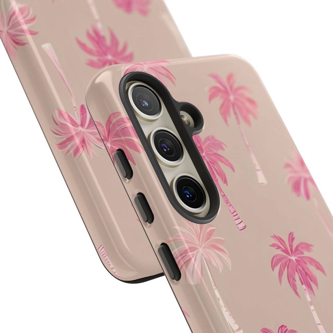 Tough Dual Layer Phone Case | Pink Tropical Palm Tree for iPhone & Samsung
