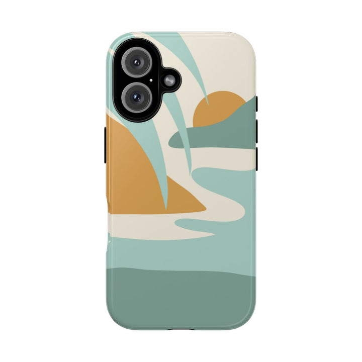Tough Dual Layer Phone Case | Minimalist Sun & Sea Print for iPhone & Samsung