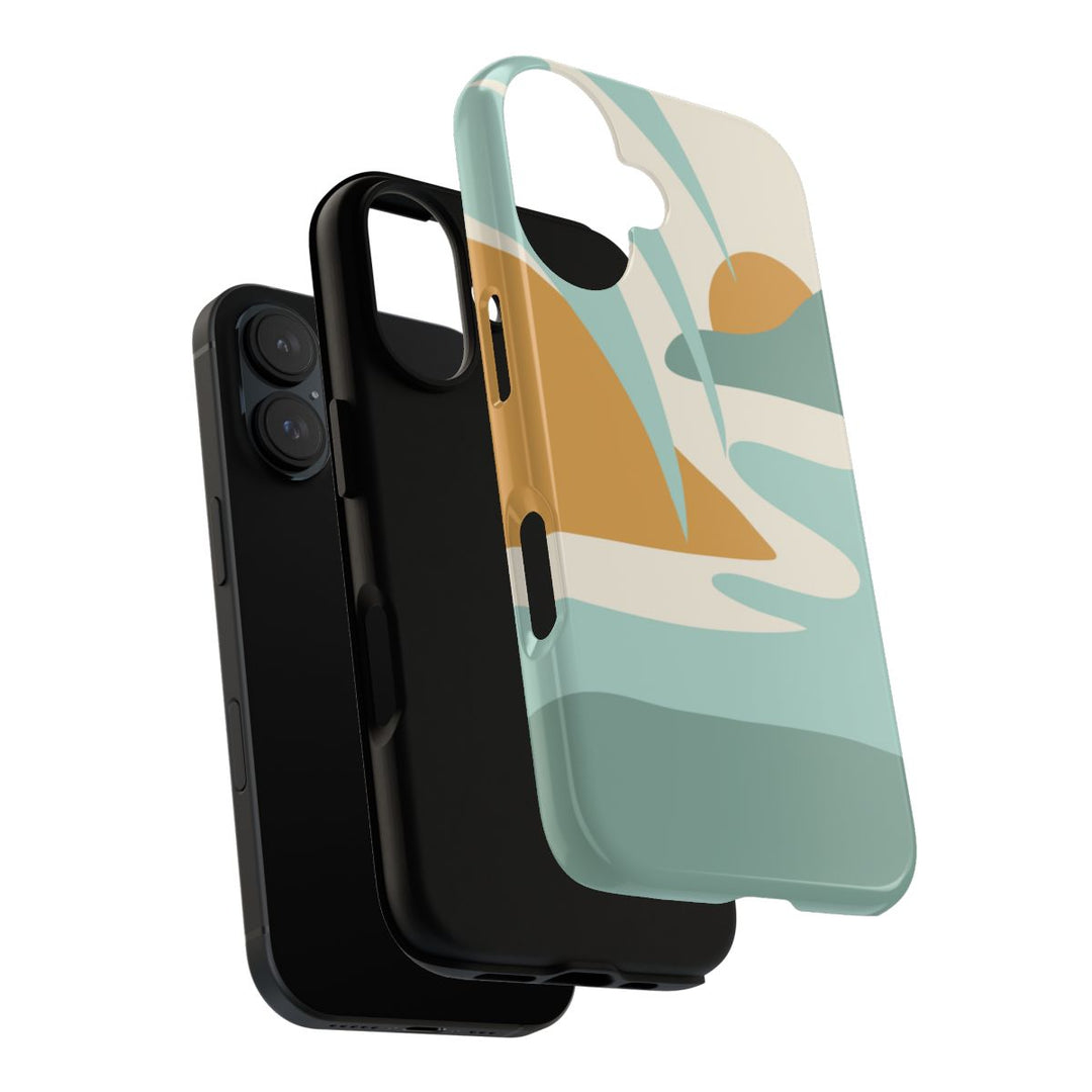 Tough Dual Layer Phone Case | Minimalist Sun & Sea Print for iPhone & Samsung
